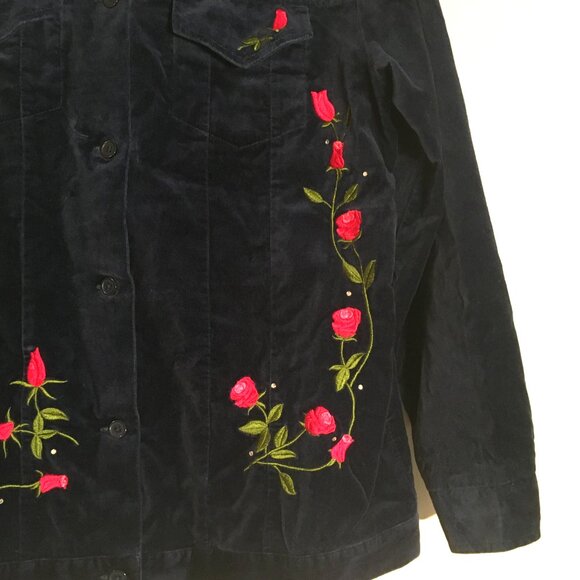 Embroidered Navy Jacket with Pink Accents - Picture 4 of 13